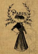 vintage classic paris lady drawing