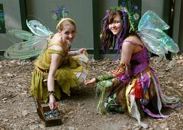 two girls in fairy costumes