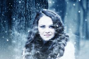 beautiful girl in winter forest as digital fantasy