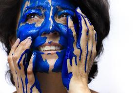 Blue Color painted Face