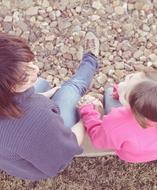 mom and daughter, top view