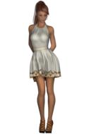 3d model of the girl in patterned dress, at white background, clipart