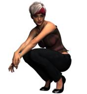 girl squatting in computer graphics