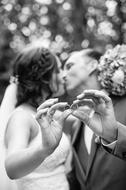 monochrome photio of Wedding Kiss