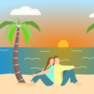 man and woman in love vacation