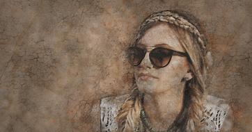 abstract vintage art of girl