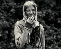 Old Lady Black And White