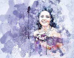 girl wedding flowers art abstract