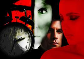 man stylish woman clock