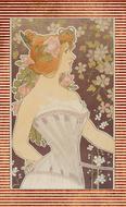 vintage art deco design of girl and flowers