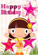 pink happy birthday greeting card