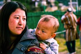 Bhutanese Woman With Kid