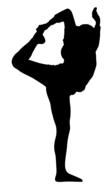 silhouette of a girl doing stretching while standing on one leg