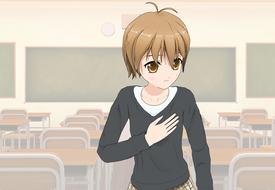 drawn anime girl in school class