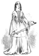girl with smoking stick, vintage drawing