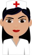 Portrait of a nurse, in the white and red cap, with the cross, clipart