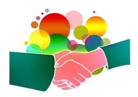 shaking hands colors ball drawing