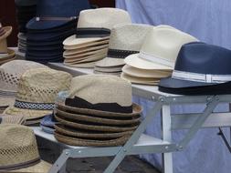 market stall with hats