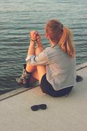 Girl Woman on pier