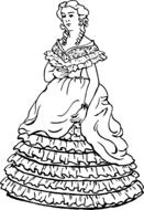 black and white, woman in fashionable vintage dress