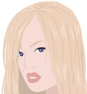 drawing of portrait of blonde asian woman