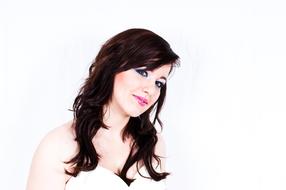 portrait of a beautiful woman in a white background