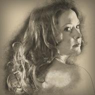 Black and white vintage portrait of the woman