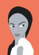 clipart of a Caucasian girl on a pink background