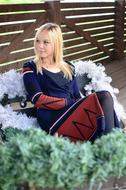 pretty Young girl resting on bench