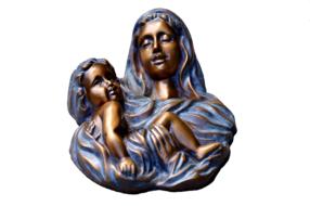 Woman with Child on hands, bronze Relief
