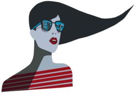 stylish girl in sunglasses, drawing