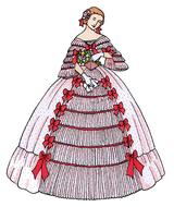 drawn woman in old-fashioned dress