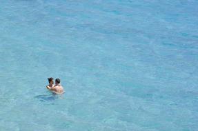 couple in love at sea in summer
