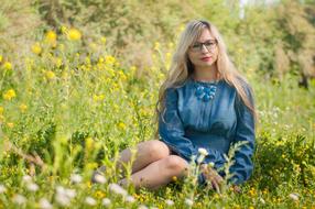 Portrait of Girl in Blue dress