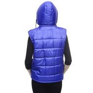 Casual Fashion, back view of female model in blue vest