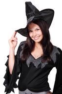 Beautiful woman in the black witch costume