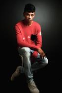 studio Portrait of young dark man