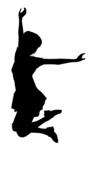 clipart of silhouette girl jump