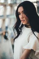 attractive brunette Girl in white clothing