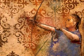 archer woman sport drawing