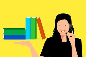 clipart of library book and girl call