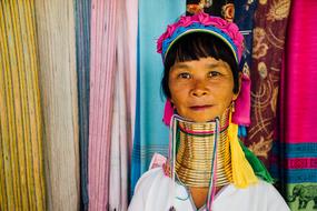 portrait of Longneck senior tribal Woman, Thailand