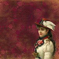 vintage floral background with edwardian lady portrait