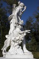 Diana with hunting dog, Marble Sculpture in park