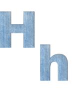 3d alphabet letter h with denim texture