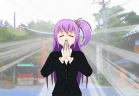painted anime girl with purple hair