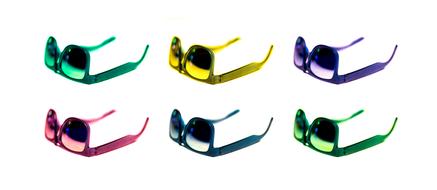 colorful sunglasses on the white background