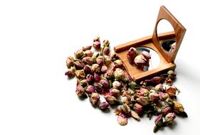 mirror and dry rose buds