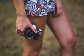 Old Canon Camera in female hand