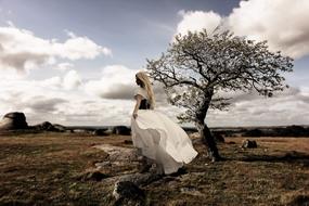 photo of a girl in a white dress in the stepp